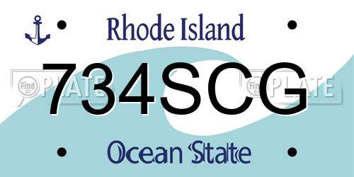 734SCG Rhode Island License Plate