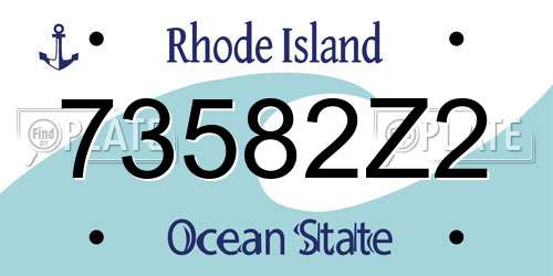 73582Z2 Rhode Island License Plate
