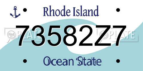 73582Z7 Rhode Island License Plate