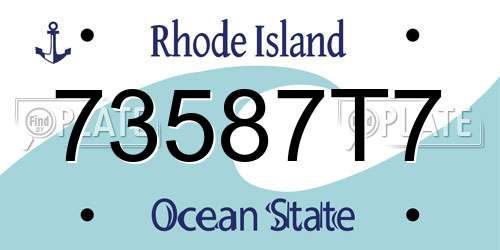 73587T7 Rhode Island License Plate