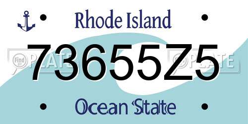 73655Z5 Rhode Island License Plate
