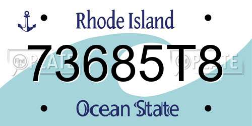 73685T8 Rhode Island License Plate