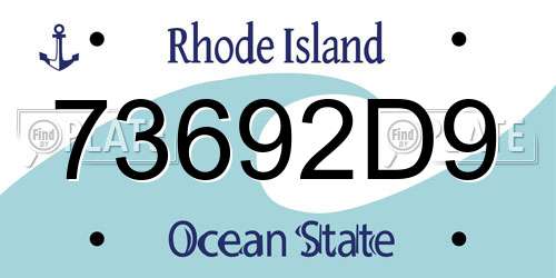 73692D9 Rhode Island License Plate