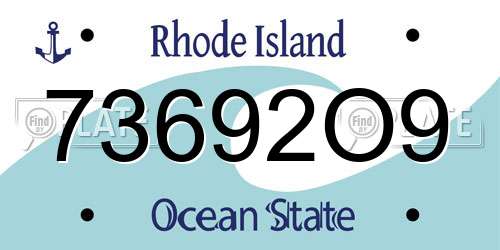 73692O9 Rhode Island License Plate