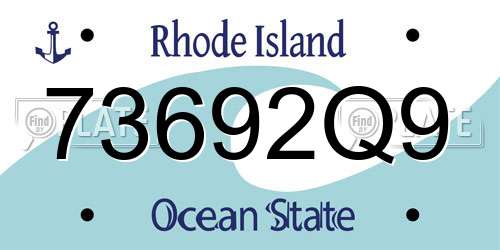 73692Q9 Rhode Island License Plate