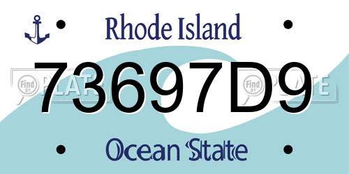 73697D9 Rhode Island License Plate