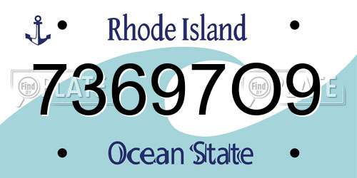 73697O9 Rhode Island License Plate