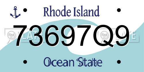 73697Q9 Rhode Island License Plate