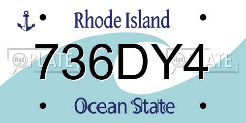 736DY4 Rhode Island License Plate
