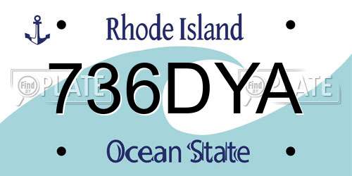 736DYA Rhode Island License Plate
