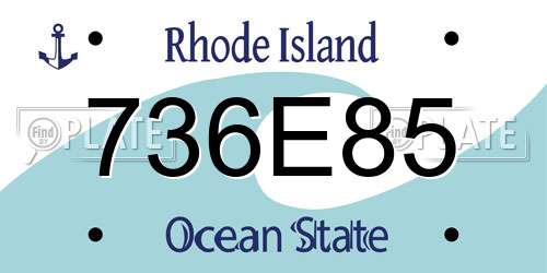 736E85 Rhode Island License Plate