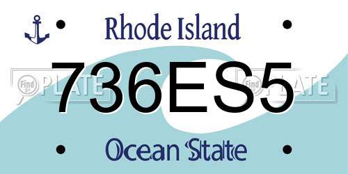 736ES5 Rhode Island License Plate