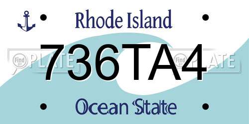 736TA4 Rhode Island License Plate