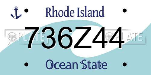 736Z44 Rhode Island License Plate