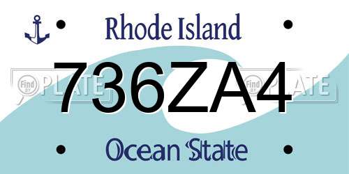 736ZA4 Rhode Island License Plate