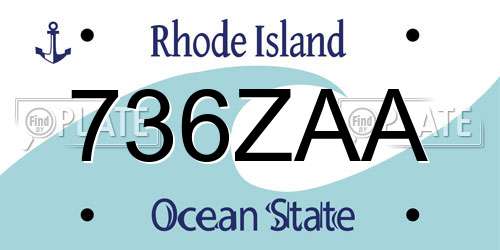 736ZAA Rhode Island License Plate