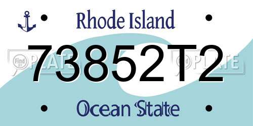 73852T2 Rhode Island License Plate