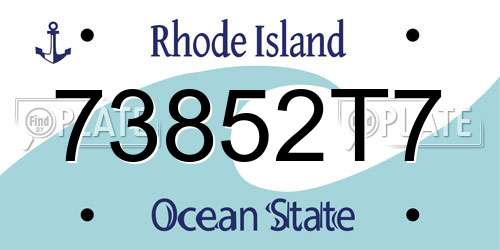 73852T7 Rhode Island License Plate