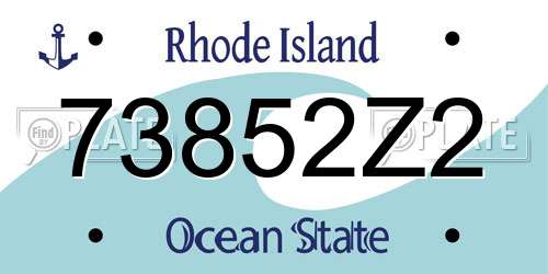 73852Z2 Rhode Island License Plate