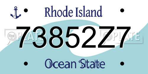 73852Z7 Rhode Island License Plate