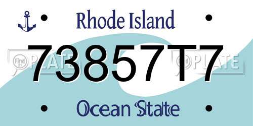 73857T7 Rhode Island License Plate