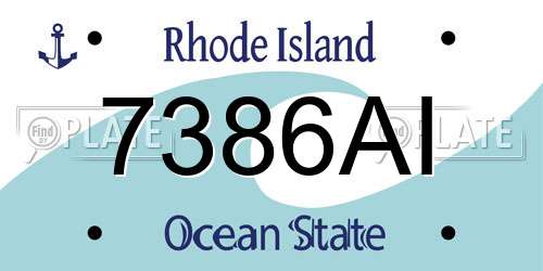 7386AI Rhode Island License Plate