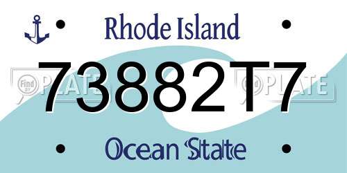 73882T7 Rhode Island License Plate