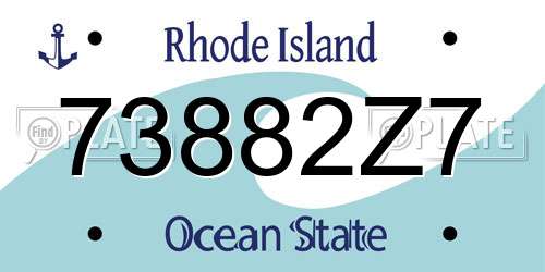 73882Z7 Rhode Island License Plate