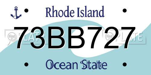73BB727 Rhode Island License Plate