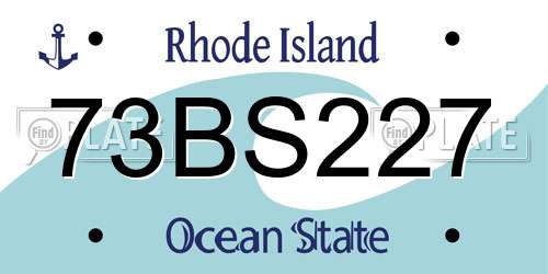 73BS227 Rhode Island License Plate