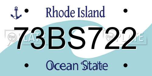 73BS722 Rhode Island License Plate