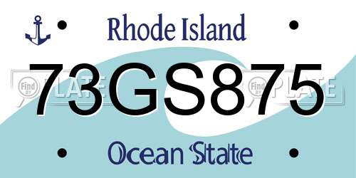 73GS875 Rhode Island License Plate