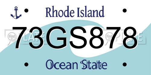 73GS878 Rhode Island License Plate