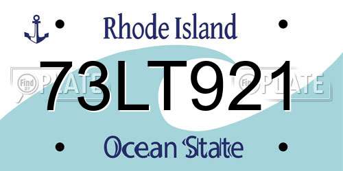 73LT921 Rhode Island License Plate