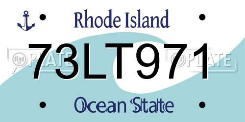 73LT971 Rhode Island License Plate