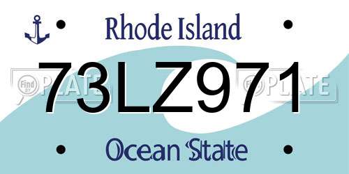 73LZ971 Rhode Island License Plate