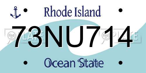 73NU714 Rhode Island License Plate