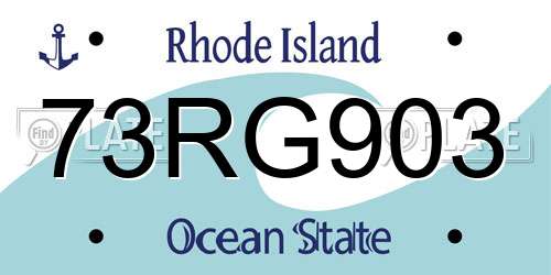 73RG903 Rhode Island License Plate