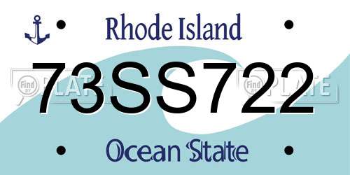 73SS722 Rhode Island License Plate