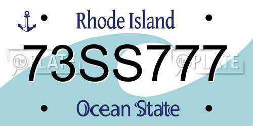 73SS777 Rhode Island License Plate
