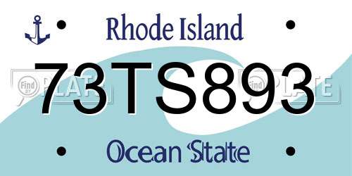 73TS893 Rhode Island License Plate
