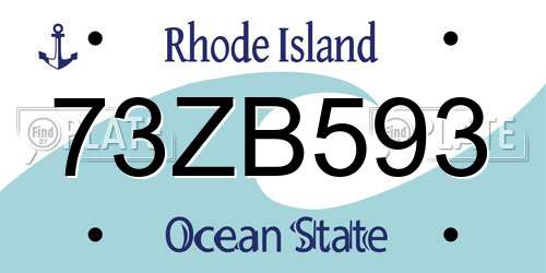 73ZB593 Rhode Island License Plate