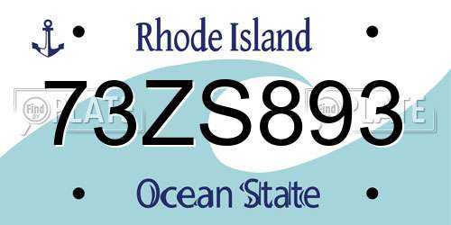 73ZS893 Rhode Island License Plate