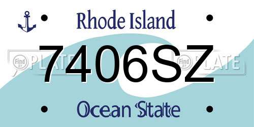 7406SZ Rhode Island License Plate