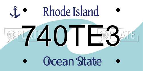 740TE3 Rhode Island License Plate