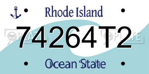 74264T2 Rhode Island License Plate