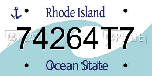 74264T7 Rhode Island License Plate