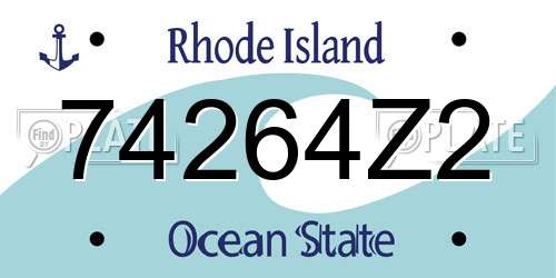 74264Z2 Rhode Island License Plate