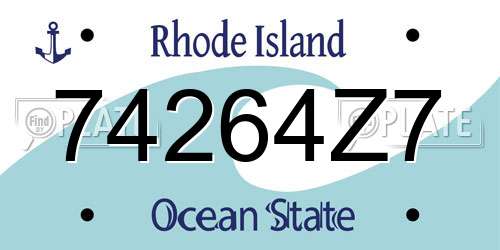 74264Z7 Rhode Island License Plate