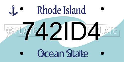 742ID4 Rhode Island License Plate
